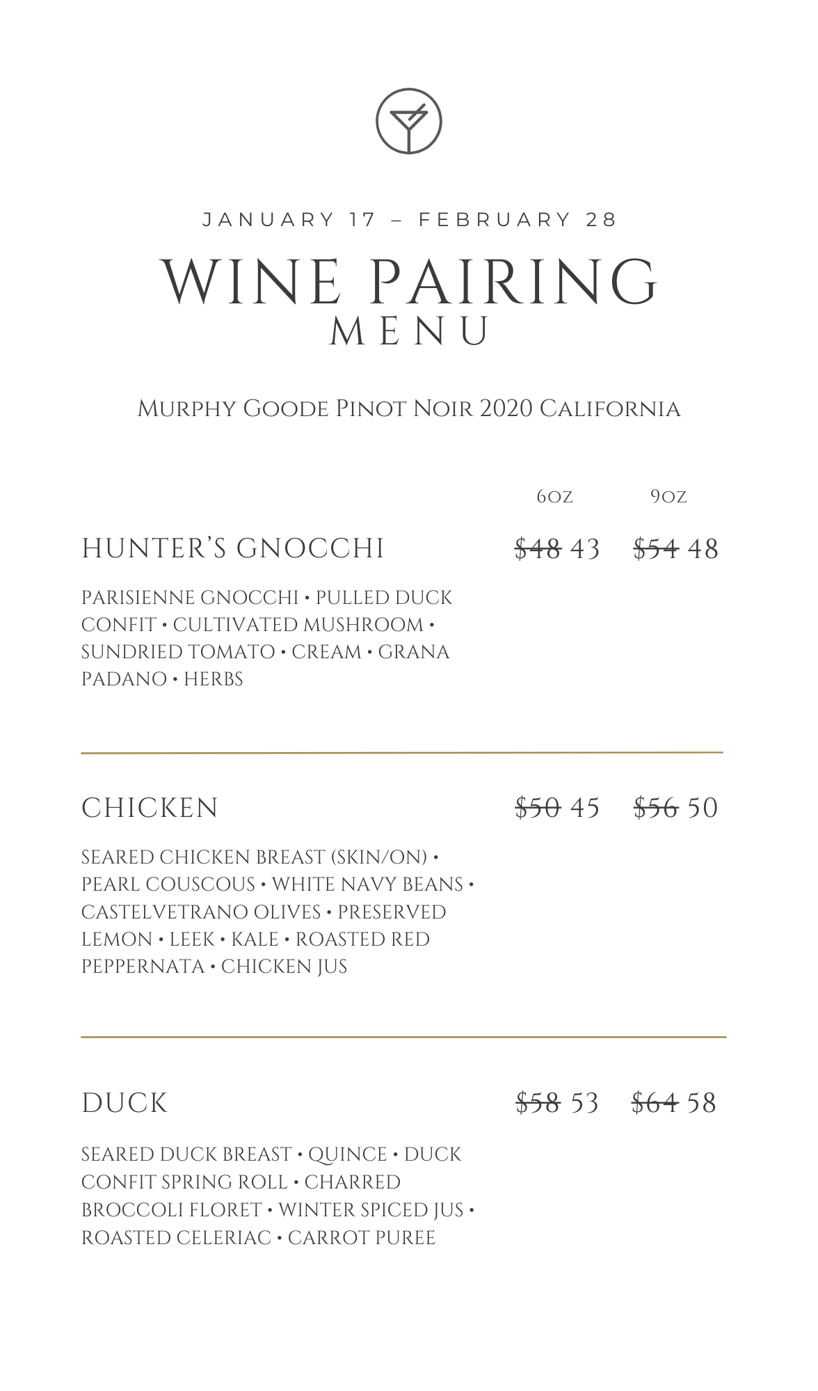 Wine Pairing Menu